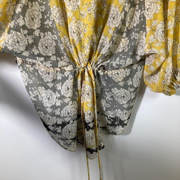 Womens Cabi Amelia‎ Gather V Neck Hi Lo Floral Top Tie Back S - Picture 7 of 10